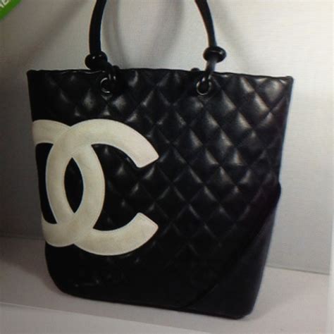 black chanel purse white logo|large black chanel tote bag.